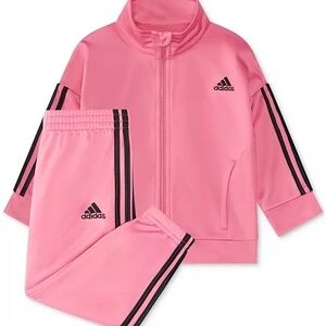 Adidas Pink and Black Athletic Tracksuit